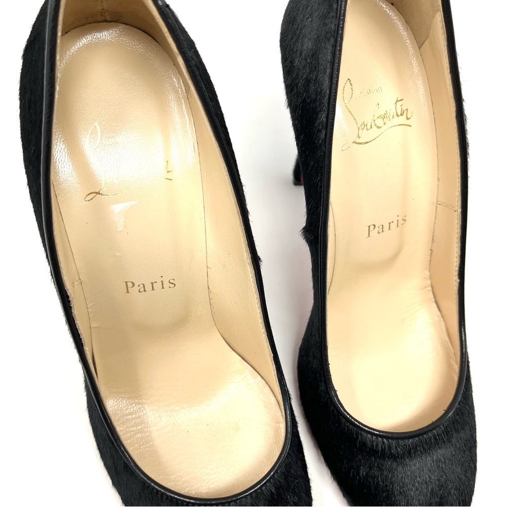 NEW Christian Louboutin Fifi Pony Hair High Heels Shoes Pumps Black Simple 37 7 - Picture 7 of 11